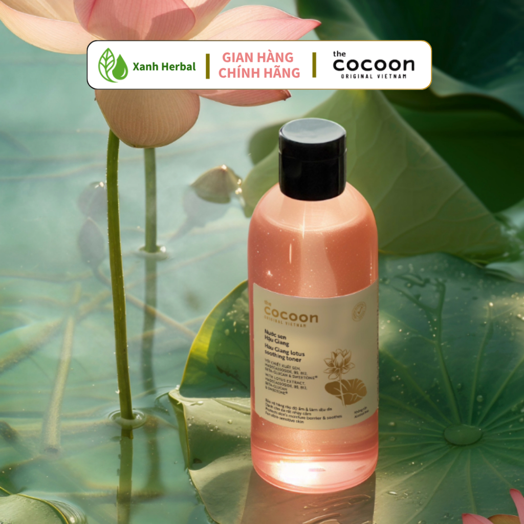 Toner Sen Hậu Giang Cocoon 310ml - Cấp Ẩm, Làm Dịu Da, Giúp Da Mềm Sáng Mịn - Xanh Herbal Toner Sen Hậu Giang Cocoon 310ml - Cấp Ẩm, Làm Dịu Da, Giúp Da Mềm Sáng Mịn - Xanh Herbal