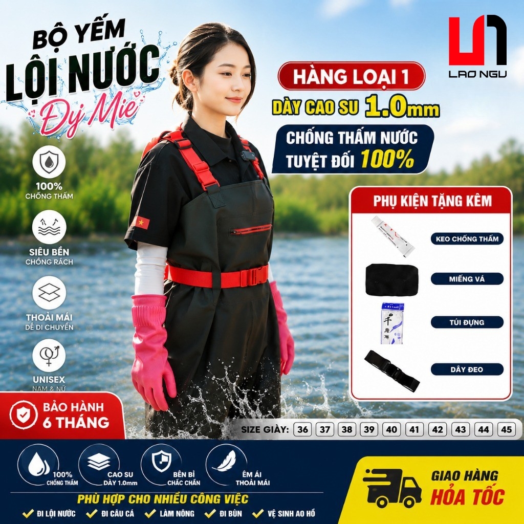 Bộ Yếm Lội Nước chống thấm tuyệt đối quần lội nước liền ủng Chuyên Dụng Bộ Yếm Lội Nước Bộ Yếm Lội Nước chống thấm tuyệt đối quần lội nước liền ủng Chuyên Dụng Bộ Yếm Lội Nước