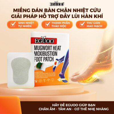 Miếng Dán Nhiệt Bàn Chân Ngải Cứu EGUOO Hỗ Trợ Giữ Ấm, Giảm Tê Mỏi, Thư Giãn Cơ Thể - Hộp 10 Miếng