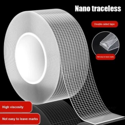 COD🔮🔮Băng keo hai mặt Nano lưới dày 1 mm, Vật liệu Acrylic Nano, có thể giặt được, tái sử dụng, tự dính