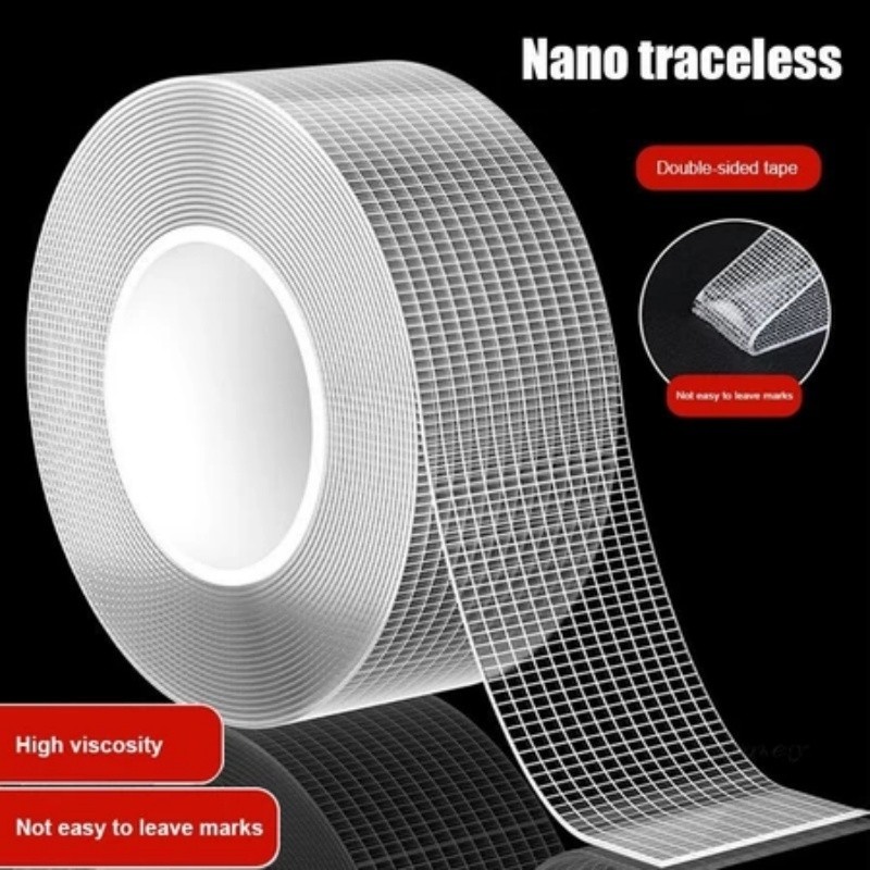 COD🔮🔮Băng keo hai mặt Nano lưới dày 1 mm, Vật liệu Acrylic Nano, có thể giặt được, tái sử dụng, tự dính COD🔮🔮Băng keo hai mặt Nano lưới dày 1 mm, Vật liệu Acrylic Nano, có thể giặt được, tái sử dụng, tự dính