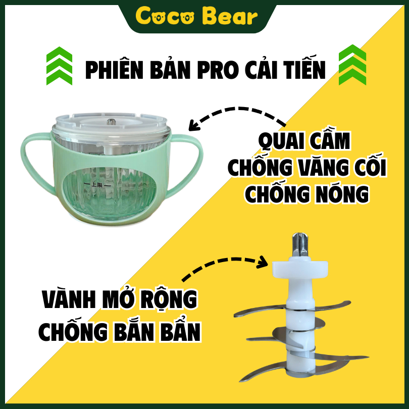 Máy Xay Coco Bear 8 Lưỡi Bản Mới, Cối Có Tay Cầm, Xay Đồ Ăn Dặm, Thịt, Cháo, Rau Củ Cho Bé Máy Xay Coco Bear 8 Lưỡi Bản Mới, Cối Có Tay Cầm, Xay Đồ Ăn Dặm, Thịt, Cháo, Rau Củ Cho Bé