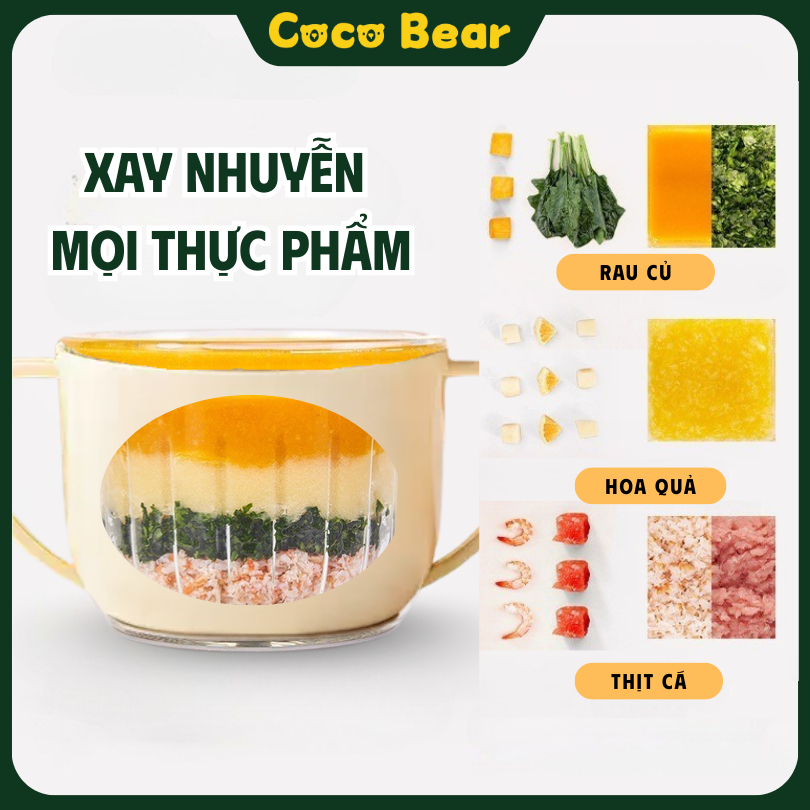 Máy Xay Coco Bear 8 Lưỡi Bản Mới, Cối Có Tay Cầm, Xay Đồ Ăn Dặm, Thịt, Cháo, Rau Củ Cho Bé Máy Xay Coco Bear 8 Lưỡi Bản Mới, Cối Có Tay Cầm, Xay Đồ Ăn Dặm, Thịt, Cháo, Rau Củ Cho Bé