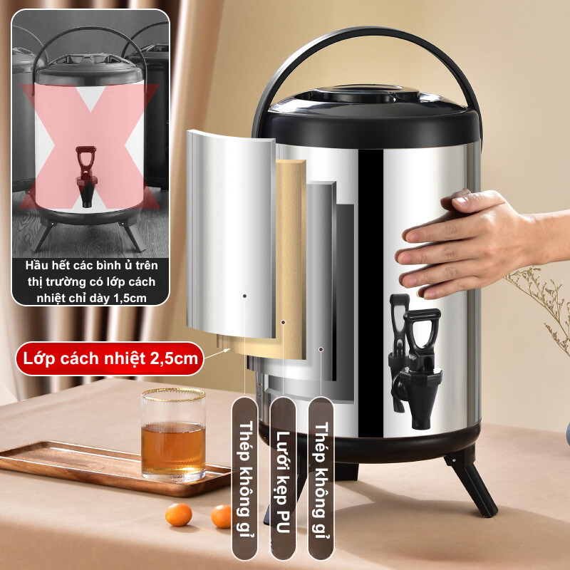 Bình pha trà giữ nhiệt, bình ủ trà sữa chất liệu INOX chống rỉ cao cấp 6 Lít – 12 Lít Bình pha trà giữ nhiệt, bình ủ trà sữa chất liệu INOX chống rỉ cao cấp 6 Lít – 12 Lít