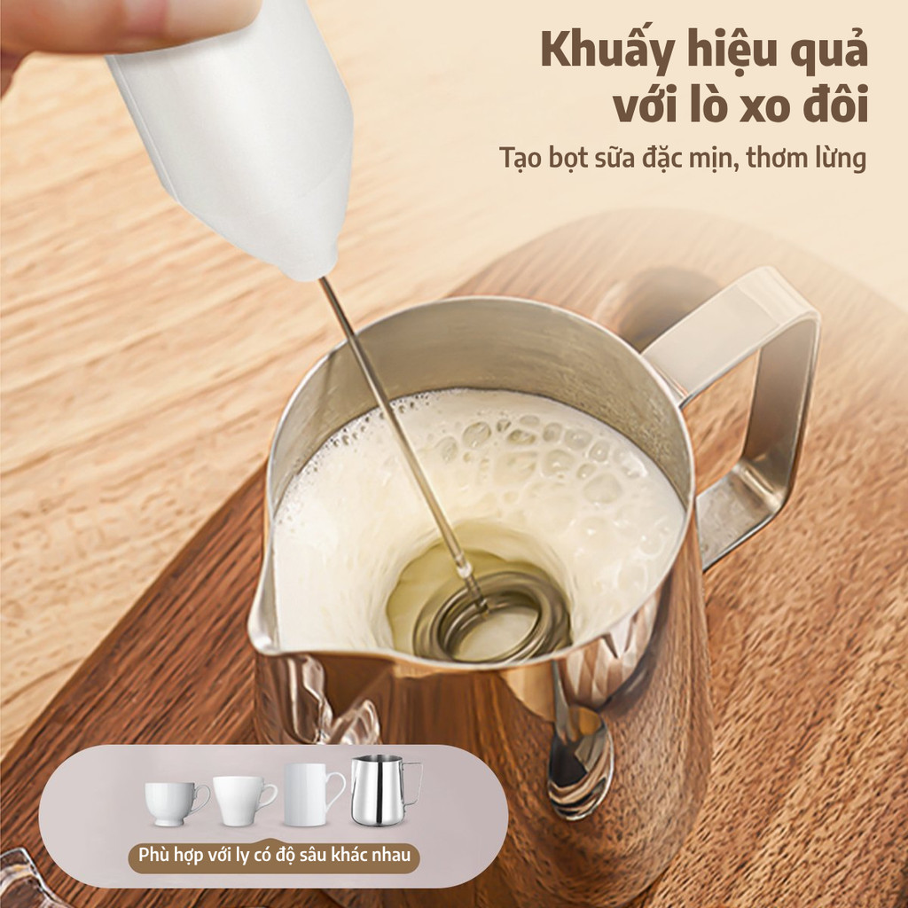 LUMO Máy tạo bọt cà phê cầm tay 3 tốc độ, máy đánh bọt sữa mini cho latte cappuccino, kèm đầu thay thế LUMO Máy tạo bọt cà phê cầm tay 3 tốc độ, máy đánh bọt sữa mini cho latte cappuccino, kèm đầu thay thế