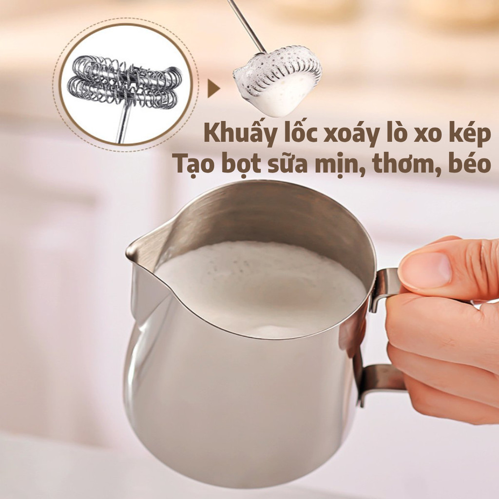 LUMO Máy tạo bọt cà phê cầm tay 3 tốc độ, máy đánh bọt sữa mini cho latte cappuccino, kèm đầu thay thế LUMO Máy tạo bọt cà phê cầm tay 3 tốc độ, máy đánh bọt sữa mini cho latte cappuccino, kèm đầu thay thế
