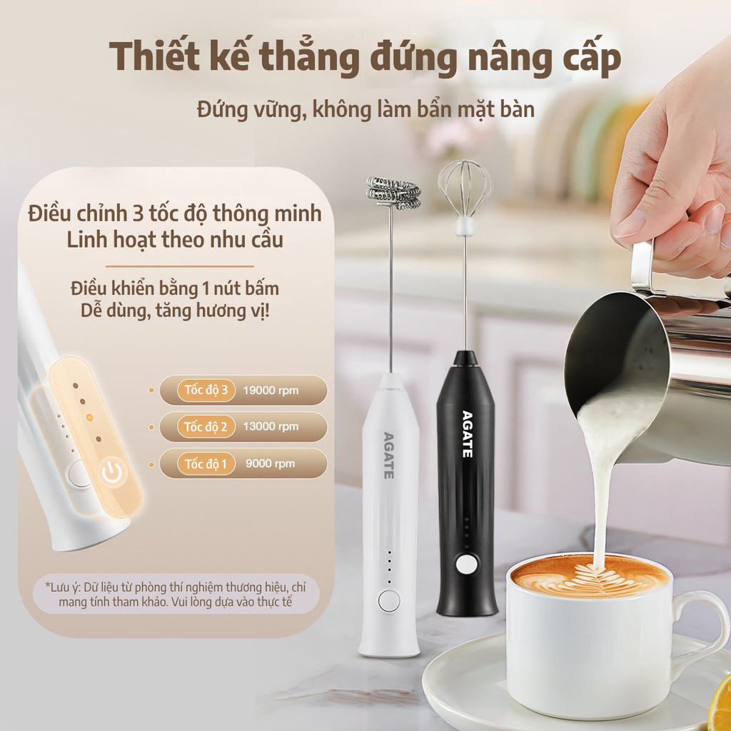 LUMO Máy tạo bọt cà phê cầm tay 3 tốc độ, máy đánh bọt sữa mini cho latte cappuccino, kèm đầu thay thế LUMO Máy tạo bọt cà phê cầm tay 3 tốc độ, máy đánh bọt sữa mini cho latte cappuccino, kèm đầu thay thế