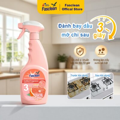 Fasclean Chất tẩy nhờn nhà bếp đa năng Fasclean Xịt & Lau sạch mỡ hôi thối