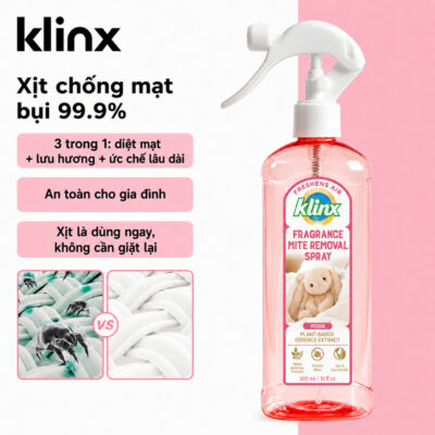 Klinx Xịt diệt ve, công thức an toàn gia đình, phun một lần diệt 99% ve, khử khuẩn & hương thơm lâu dài