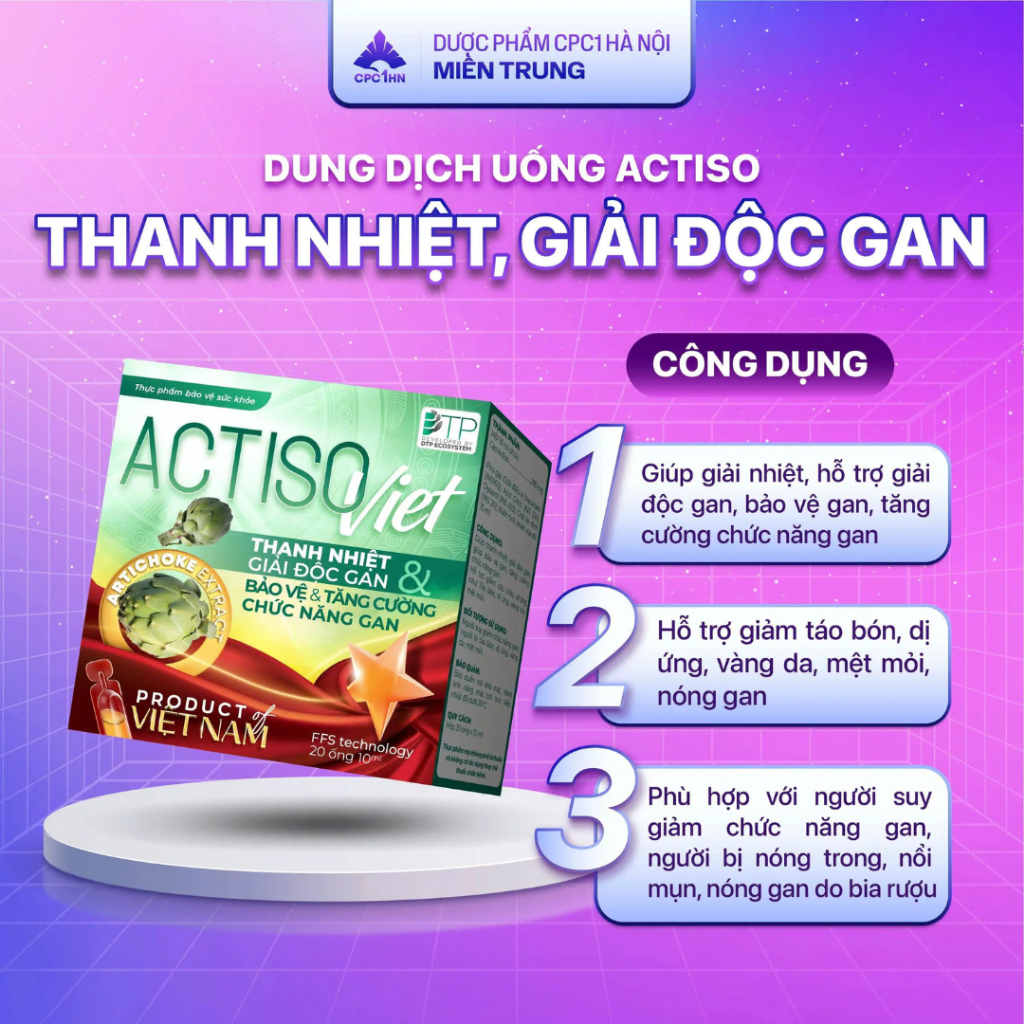 Dung Dịch Uống ACTISO VIET - Thanh Nhiệt Cơ Thể, Mát Gan, Tăng Cường Chức Năng Gan (Hộp 20 Ống) Dung Dịch Uống ACTISO VIET - Thanh Nhiệt Cơ Thể, Mát Gan, Tăng Cường Chức Năng Gan (Hộp 20 Ống)