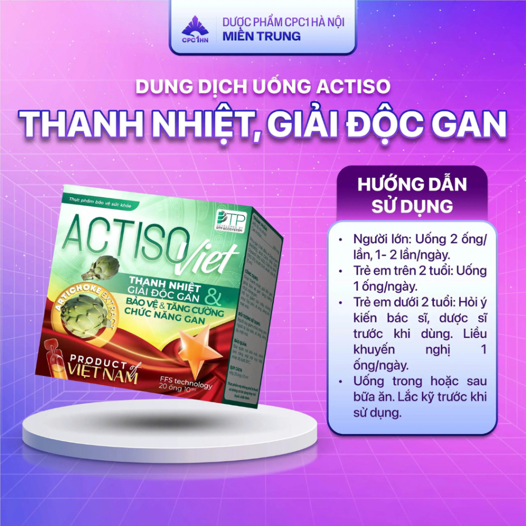 Dung Dịch Uống ACTISO VIET - Thanh Nhiệt Cơ Thể, Mát Gan, Tăng Cường Chức Năng Gan (Hộp 20 Ống) Dung Dịch Uống ACTISO VIET - Thanh Nhiệt Cơ Thể, Mát Gan, Tăng Cường Chức Năng Gan (Hộp 20 Ống)