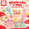 Bộ Xúc Xắc 7 Món Cho Bé Sơ Sinh – Có Nhạc, Kích Thích Giác Quan, Nhựa Nguyên Sinh Toki Cat
