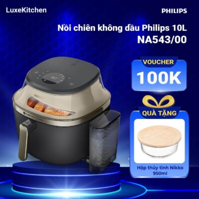 Nồi Chiên Không Dầu Philips NA543 7.2L - Công Nghệ RapidAir Plus, 16 Chế Độ Nấu, Bảo Hành 2 Năm