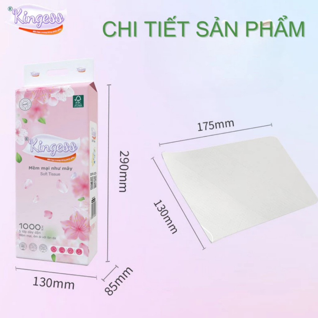 (Deal hời) Thùng 6 bịch giấy rút treo tường Kingess 1000 tờ 5 lớp, giấy ăn làm từ bột gỗ tự nhiên (Deal hời) Thùng 6 bịch giấy rút treo tường Kingess 1000 tờ 5 lớp, giấy ăn làm từ bột gỗ tự nhiên
