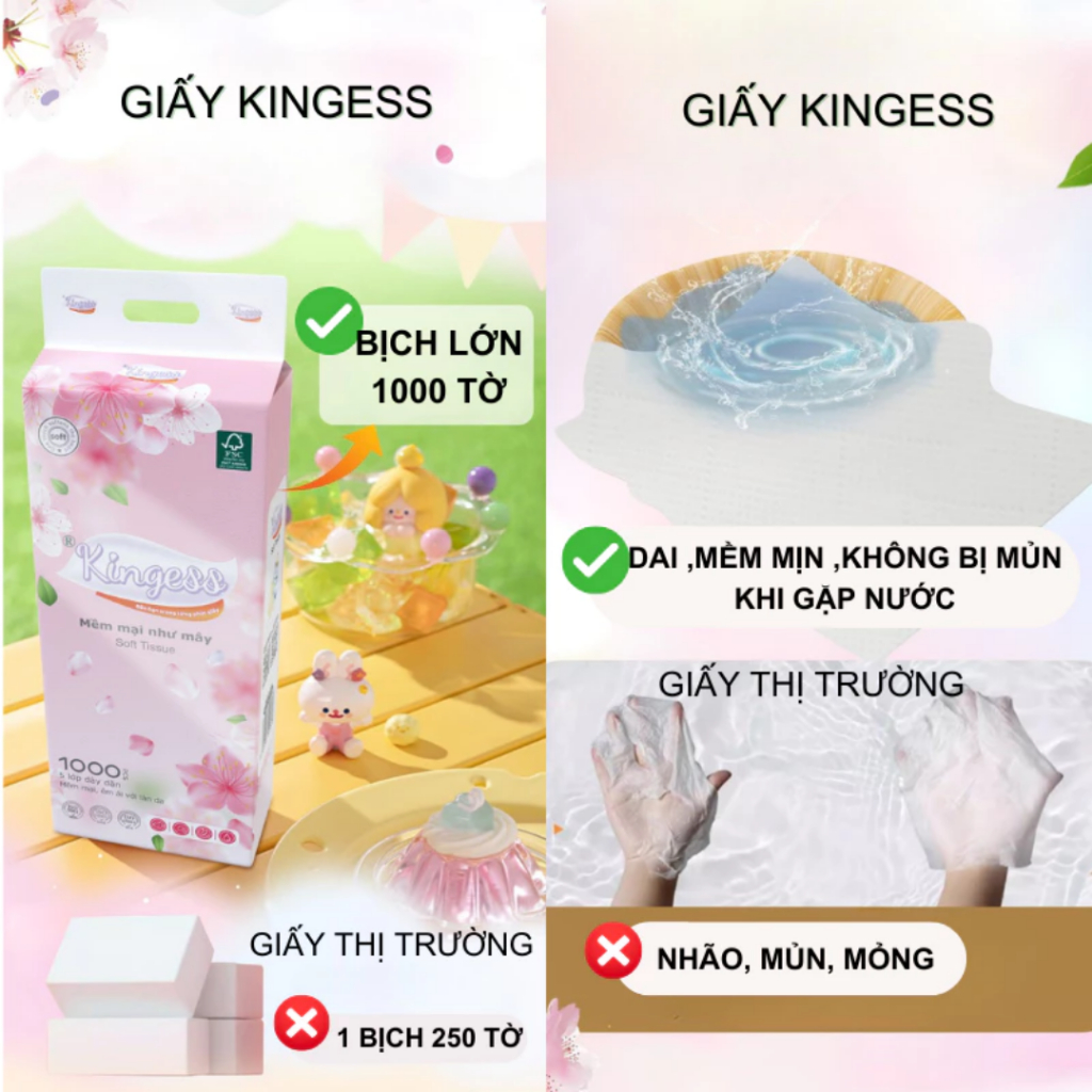 (Deal hời) Thùng 6 bịch giấy rút treo tường Kingess 1000 tờ 5 lớp, giấy ăn làm từ bột gỗ tự nhiên (Deal hời) Thùng 6 bịch giấy rút treo tường Kingess 1000 tờ 5 lớp, giấy ăn làm từ bột gỗ tự nhiên