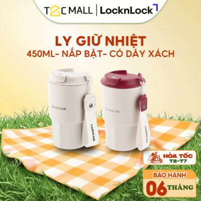 Ly Giữ Nhiệt LocknLock Vacuum Coffee 450ml LHC4340, Hàng Chính Hãng, Có Dây Xách, Nắp Bật - T2CMall