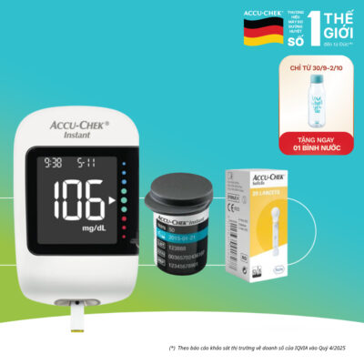 Bộ 2 Máy Đo Đường Huyết Accu-Chek Instant Kèm 2 hộp Que thử 25 que và 2 hộp Kim Lấy Máu Softclix 25 kim Bộ Đôi Hoàn Hảo