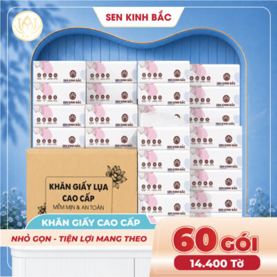[ COMBO 60 GÓI ] Giấy Rút Để Bàn Sen Kinh Bắc 240 tờ - 4 lớp dày dai, Giấy lụa thùng tiện lợi, làm từ bột gỗ tự nhiên