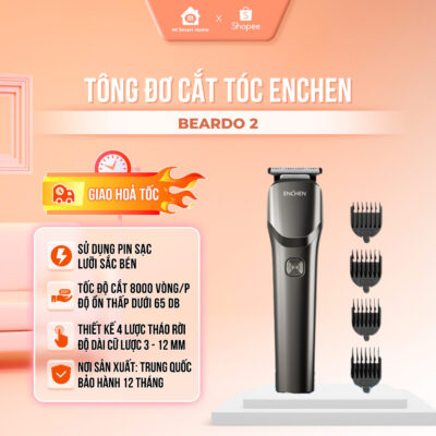 Tông đơ cắt tóc Enchen Beardo 2, 800mAh động cơ mạnh mẽ 8000 vòng, lưỡi thép không gỉ,độ ồn thấp, Bảo hành 12TChính hãng