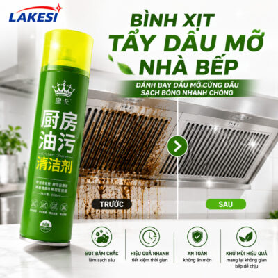 Xịt Tẩy Dầu Mỡ Nhà Bếp 600ml Bọt Đậm Đặc Đánh Bay Dầu Mỡ Cứng Đầu Khử Mùi Hiệu Quả