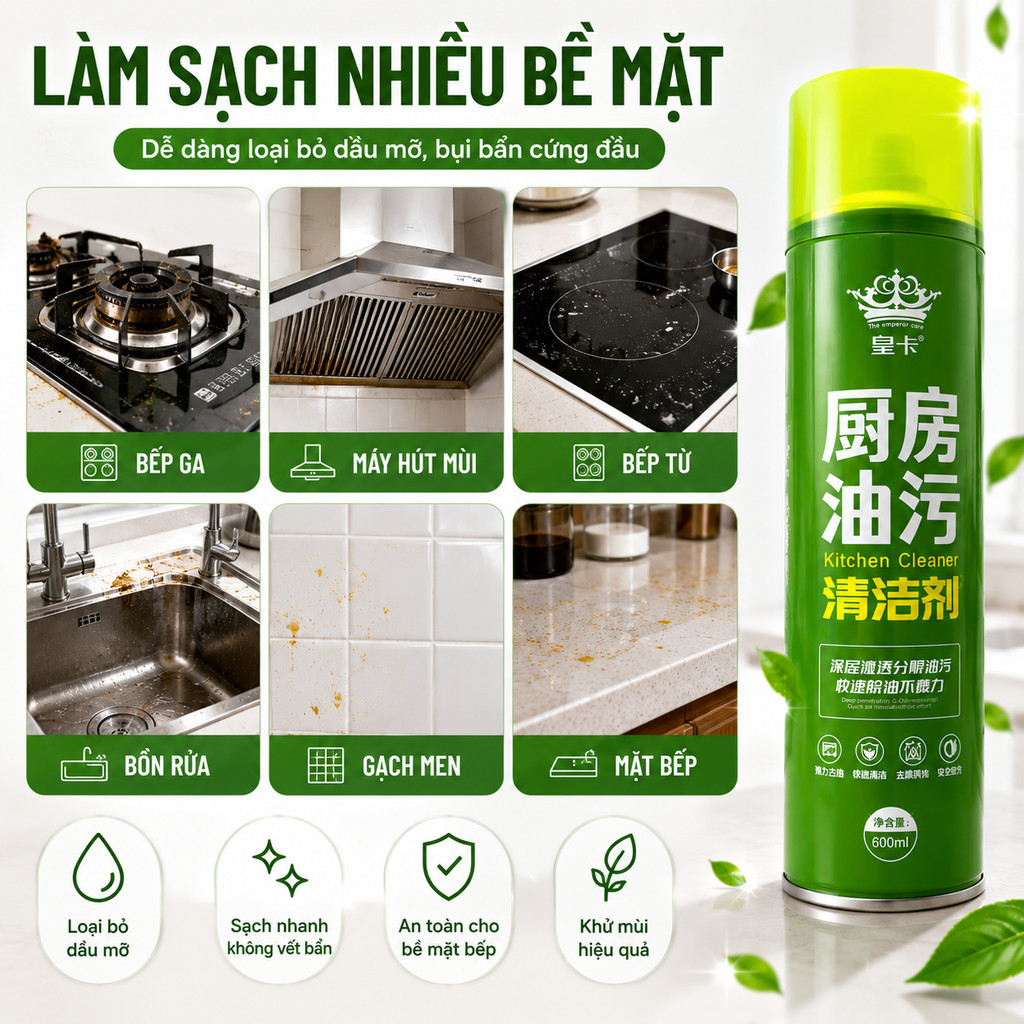 Xịt Tẩy Dầu Mỡ Nhà Bếp 600ml Bọt Đậm Đặc Đánh Bay Dầu Mỡ Cứng Đầu Khử Mùi Hiệu Quả Xịt Tẩy Dầu Mỡ Nhà Bếp 600ml Bọt Đậm Đặc Đánh Bay Dầu Mỡ Cứng Đầu Khử Mùi Hiệu Quả