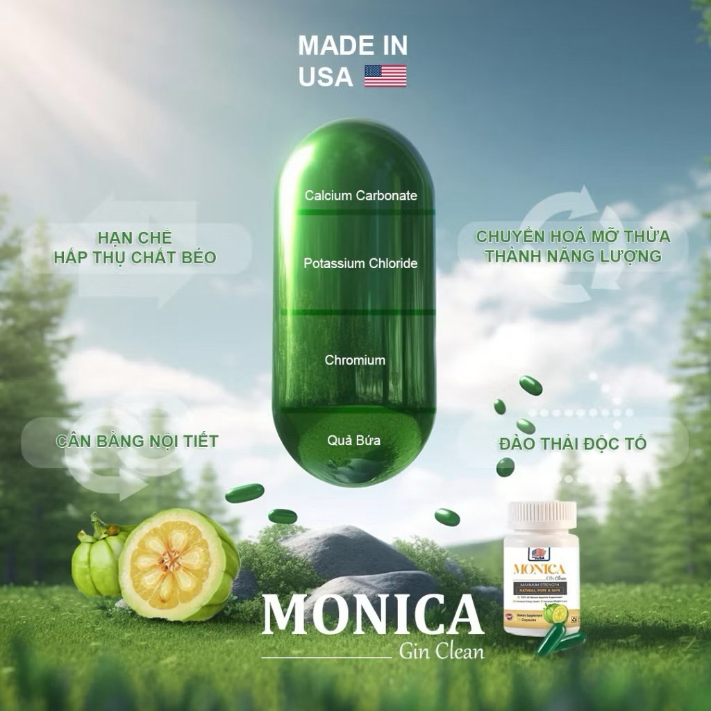 Đốt Mỡ Siết Cơ Gin Clean, Viên Uống Giảm Cân Monica Gin 30 Viên Mỹ Đốt Mỡ Siết Cơ Gin Clean, Viên Uống Giảm Cân Monica Gin 30 Viên Mỹ