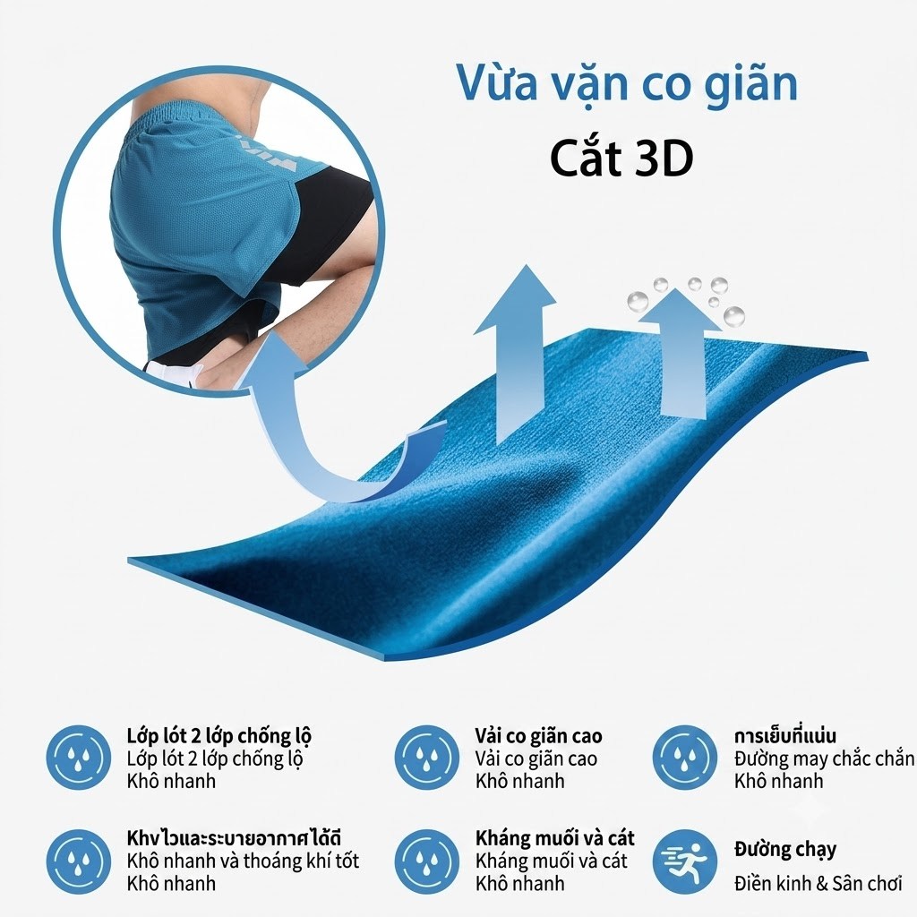 Quần đùi thể thao lưới khô nhanh unisex, đa năng Có túi 2 lớp tiện lợi cho tập luyện, đạp xe và bơi lội Quần đùi thể thao lưới khô nhanh unisex, đa năng Có túi 2 lớp tiện lợi cho tập luyện, đạp xe và bơi lội