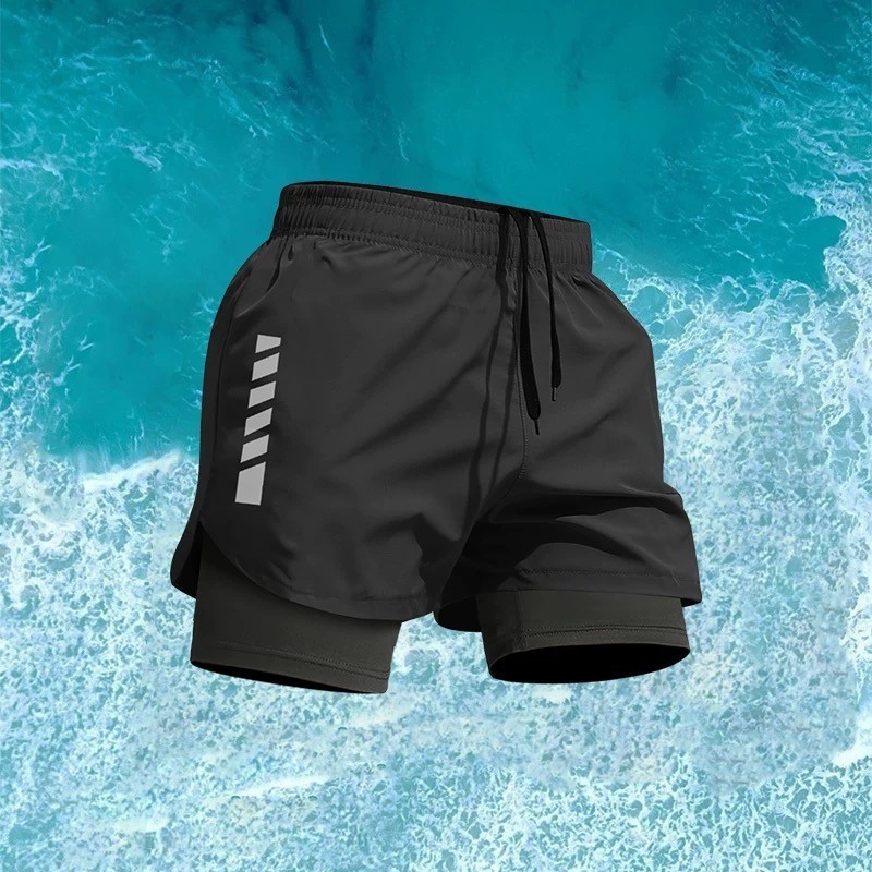 Quần đùi thể thao lưới khô nhanh unisex, đa năng Có túi 2 lớp tiện lợi cho tập luyện, đạp xe và bơi lội Quần đùi thể thao lưới khô nhanh unisex, đa năng Có túi 2 lớp tiện lợi cho tập luyện, đạp xe và bơi lội