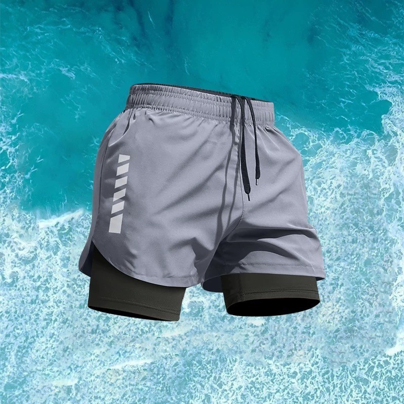 Quần đùi thể thao lưới khô nhanh unisex, đa năng Có túi 2 lớp tiện lợi cho tập luyện, đạp xe và bơi lội Quần đùi thể thao lưới khô nhanh unisex, đa năng Có túi 2 lớp tiện lợi cho tập luyện, đạp xe và bơi lội