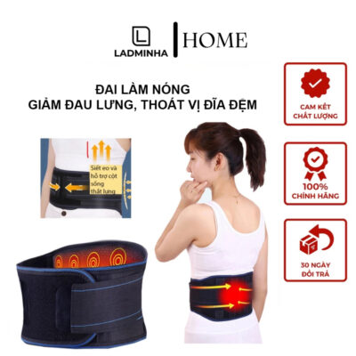 Đai lưng tự làm nóng giảm đau lưng hỗ trợ thoát vị đĩa đệm, thoái hóa cột sống làm nóng từ đá tourmaline kết hợp từ tính
