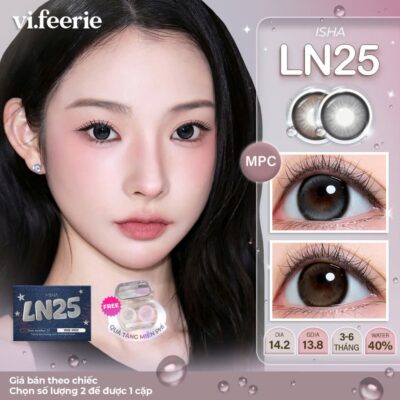 (I-SHA) Kính áp tròng (lens) double highlight tạo chiều sâu 3-6 tháng LN25 Carbon Black / Deep Choco - Vi Feerie Lens