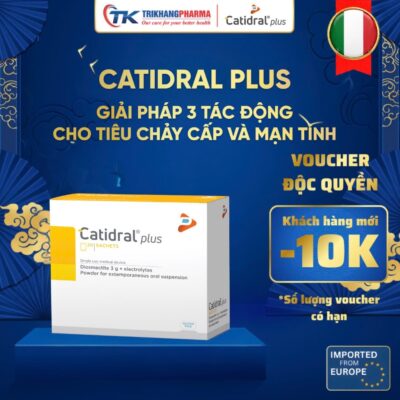 Catidral plus 20 Gói – Thiết Bị Y Tế Hỗ Trợ Kiểm Soát Tiêu Chảy Cấp & Mạn Tính, Bột Pha Hỗn Dịch Uống