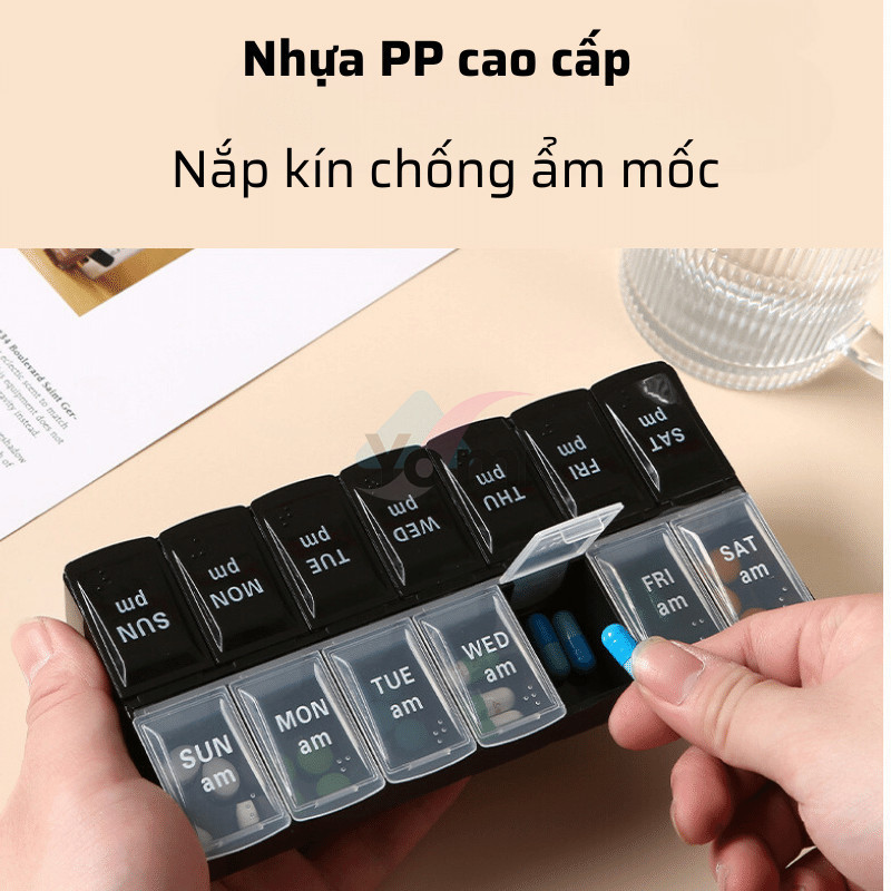 Hộp Đựng Thuốc Chia 14 Ngăn Có Nắp Chống Ẩm 7 Ngày Trong Tuần Tiện Dụng Mang Đi Du Lịch Hộp Đựng Thuốc Chia 14 Ngăn Có Nắp Chống Ẩm 7 Ngày Trong Tuần Tiện Dụng Mang Đi Du Lịch
