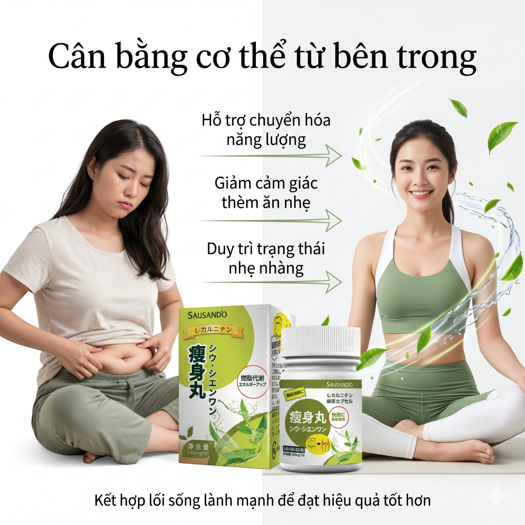 SAUSANDO Viên Uống Giảm Cân Nhật Bản L-Carnitine Chiết Xuất Trà Xanh Hỗ Trợ Dáng Thon Gọn 10 Viên SAUSANDO Viên Uống Giảm Cân Nhật Bản L-Carnitine Chiết Xuất Trà Xanh Hỗ Trợ Dáng Thon Gọn 10 Viên