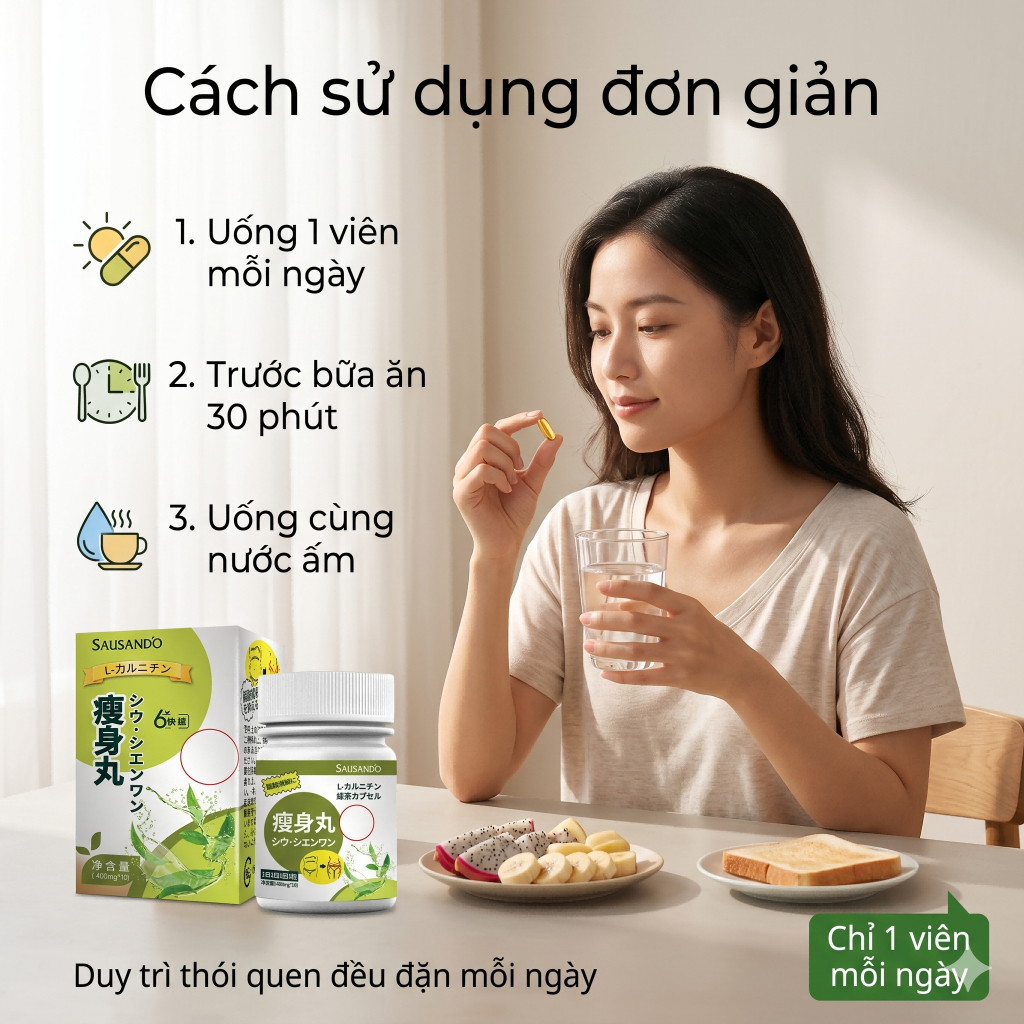 SAUSANDO Viên Uống Giảm Cân Nhật Bản L-Carnitine Chiết Xuất Trà Xanh Hỗ Trợ Dáng Thon Gọn 10 Viên SAUSANDO Viên Uống Giảm Cân Nhật Bản L-Carnitine Chiết Xuất Trà Xanh Hỗ Trợ Dáng Thon Gọn 10 Viên