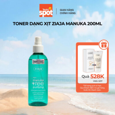 Toner dạng xịt se khít lỗ chân lông, giảm mụn Ziaja Manuka 200ml