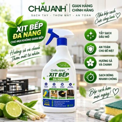 Nước Xịt Bếp Đa Năng Châu Anh 500ml, Tẩy Dầu Mỡ Bếp, Lò Chiên Không Dầu, Mặt Kính, Hương Sả Chanh