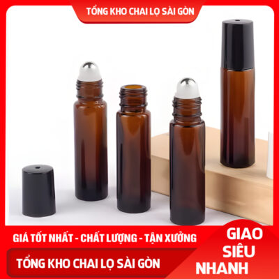 [GIÁ TẬN XƯỞNG]Lọ Thủy Tinh Bi Lăn Cao Cấp 10m Nắp Nhôm Màu Vàng Bạc Đen Chiết Serum Nhỏ Gọn Dầu Dừa, Nước Hoa.