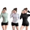 Áo Khoác Tập Gym Nữ  Ôm Body Co Giãn 4 Chiều Thoáng Mát Có 2 Túi Tiện Lợi Phù Hợp Gym Yoga Fitness YLYSPORT A43