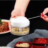 Máy Xay Tỏi Ớt Cầm Tay Mini-Dụng Cụ Xay Kéo Tay 2 Lưỡi Dao Xay Cực Bén Có Dây Rút Tiện Lợi Vệ Sinh Dễ Dàng