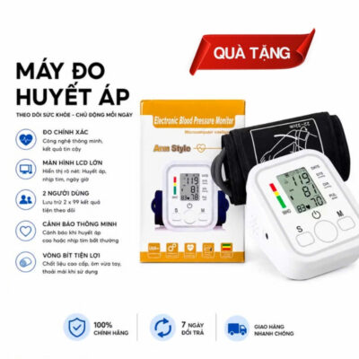 Máy Đo Huyết Áp Tại Nhà, Công Nghệ Thông Minh Cảnh Báo Huyết Áp Bất Thường, Màn Hình LCD Lớn