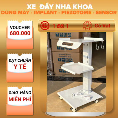 (KHÔNG  Ổ  ĐIỆN) XE ĐẨY NHA KHOA/SPA 3 TẦNG THÉP HÒA PHÁT – CHUẨN Y TẾ & SIÊU -