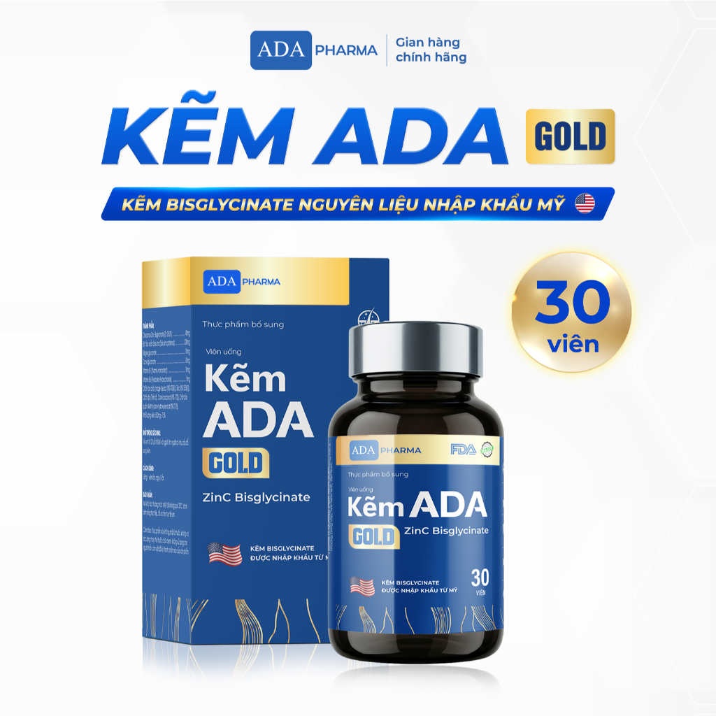 Kẽm ADA Gold - ứng dụng công nghệ ChelamaxBisglycinate với nguyên liệu từ Mỹ thêm Magie & Vitamin B. Kẽm ADA Gold - ứng dụng công nghệ ChelamaxBisglycinate với nguyên liệu từ Mỹ thêm Magie & Vitamin B.