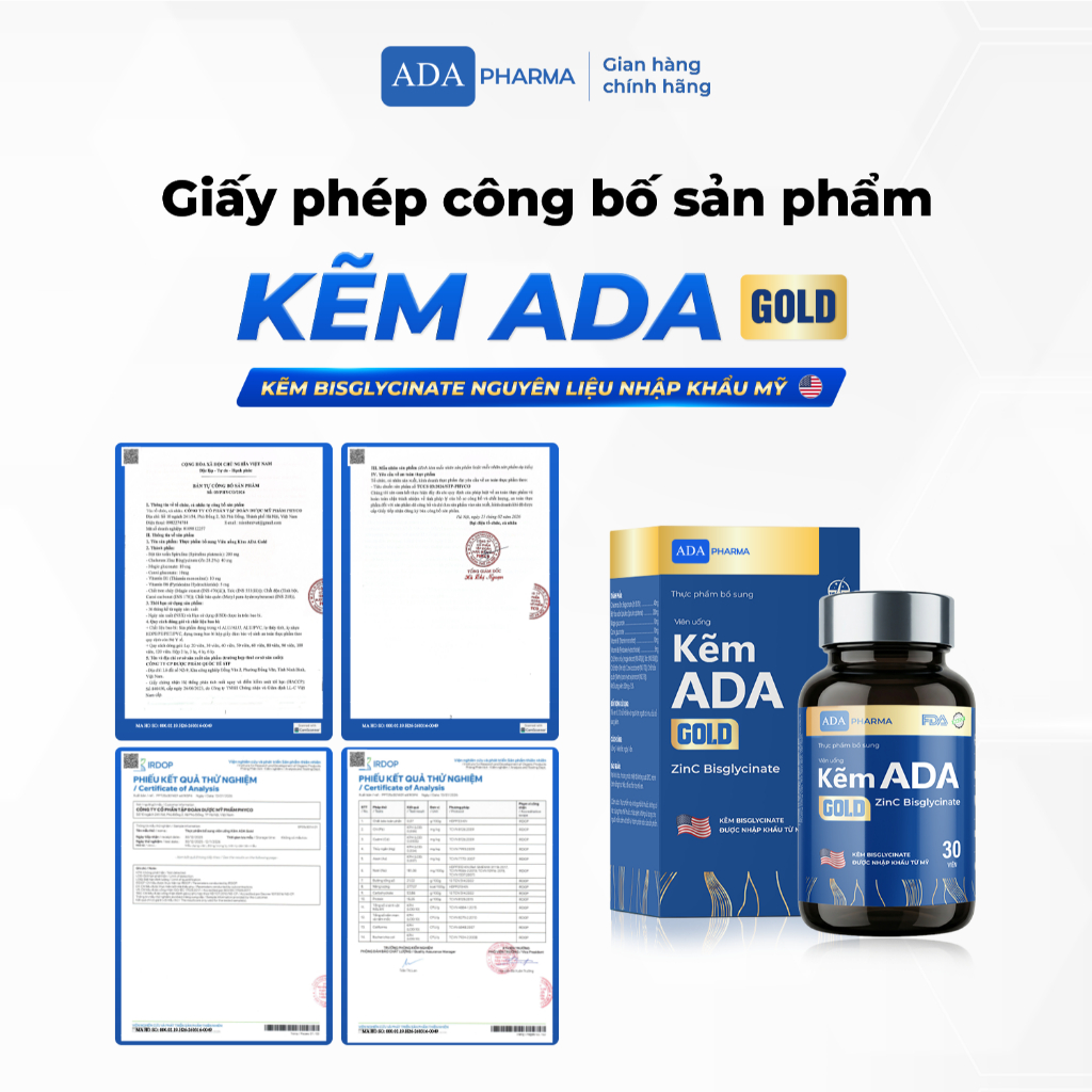 Kẽm ADA Gold - ứng dụng công nghệ ChelamaxBisglycinate với nguyên liệu từ Mỹ thêm Magie & Vitamin B. Kẽm ADA Gold - ứng dụng công nghệ ChelamaxBisglycinate với nguyên liệu từ Mỹ thêm Magie & Vitamin B.