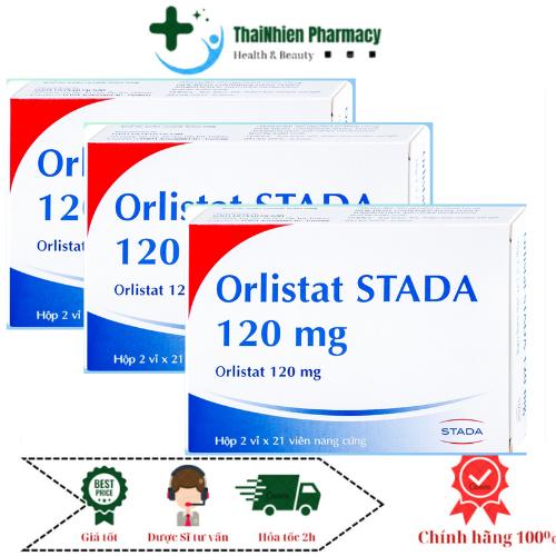 Set/Combo 3 hộp Orlistat 120mg stada (hộp 42 viên) Giảm cân thải mỡ Set/Combo 3 hộp Orlistat 120mg stada (hộp 42 viên) Giảm cân thải mỡ