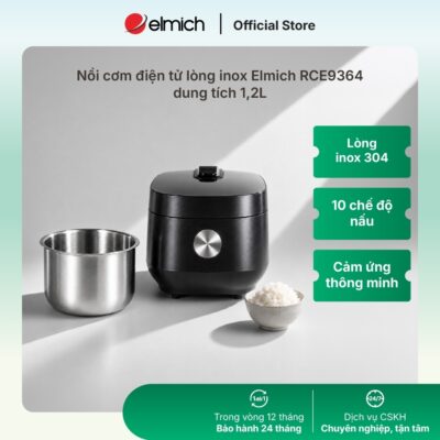 Nồi cơm điện tử lòng inox 304 liền khối Elmich RCE9364 dung tích 1,2L