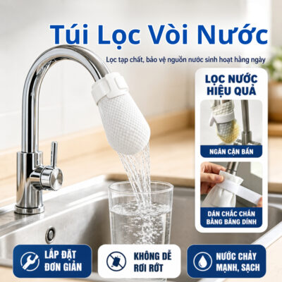 Combo 100 Túi lọc vòi nước đa năng, Túi lọc vòi nước đa năng giúp giữ cặn bấn trong nước sinh hoạt