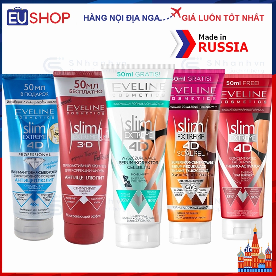 Kem tan mỡ Slim Extreme 3D - 4D Eveline Tuýp 250ml Kem tan mỡ Slim Extreme 3D - 4D Eveline Tuýp 250ml
