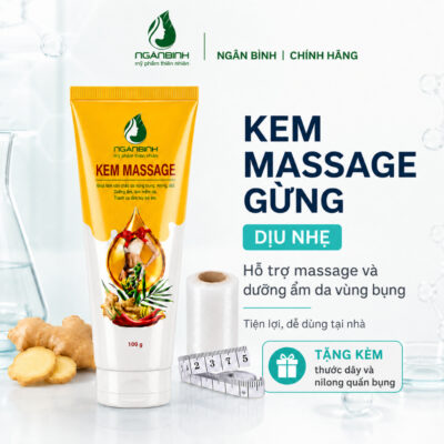 [TẶNG MÀNG QUẤN PE & THƯỚC DÂY] Kem massage gừng Ngân Bình chính hãng 100g - Săn chắc eo, giảm mỡ bụng