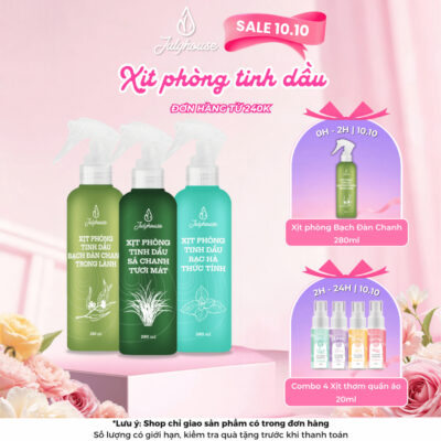 Bình Xịt Phòng Tinh Dầu Sả Chanh, Bạc Hà, Quế, Bạch Đàn Chanh 280ml Julyhouse Khử Mùi Hiệu quả